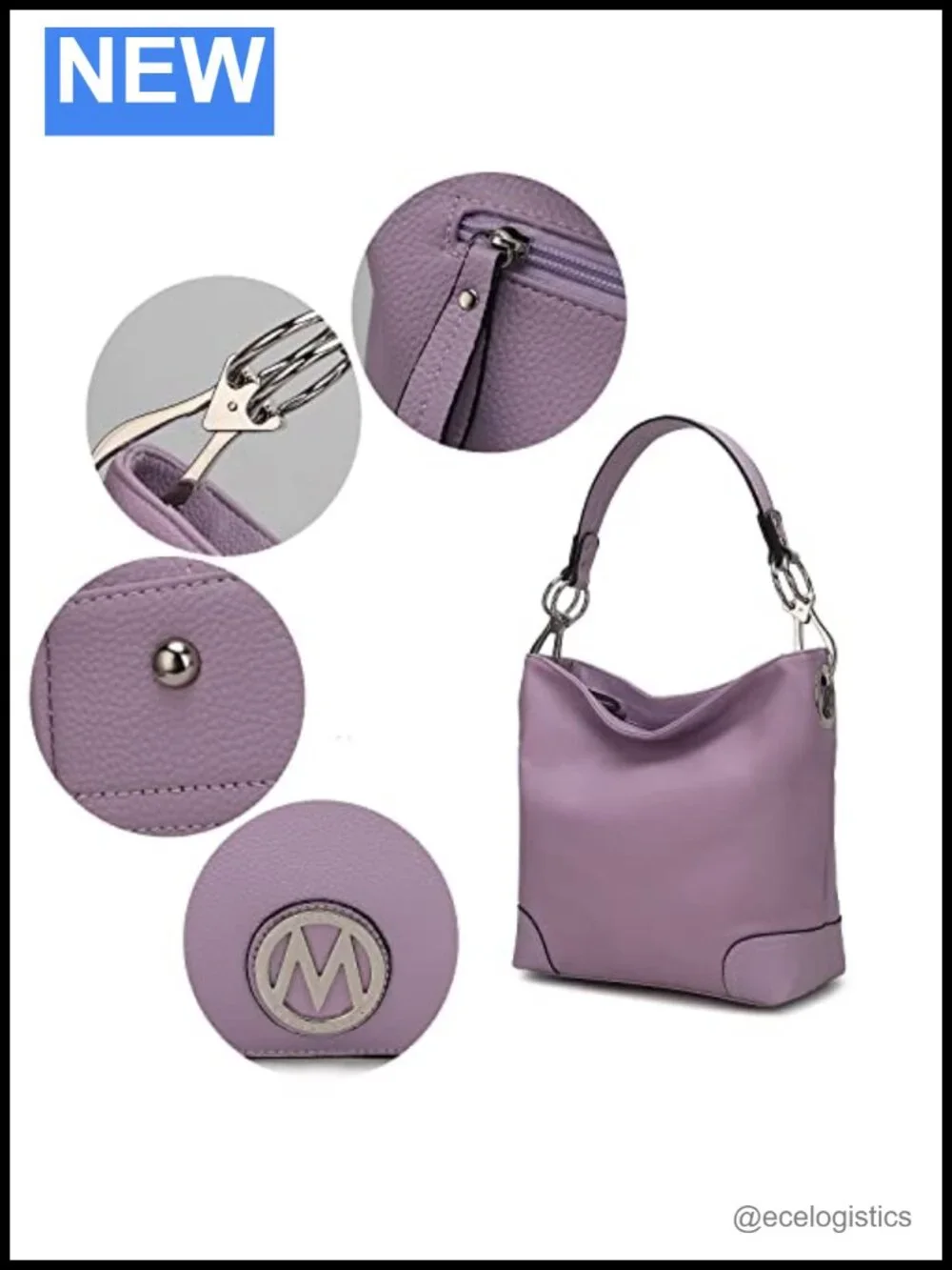 Vegan Leather Hobo Handbag Wristlet Top Handle Shoulder Bag